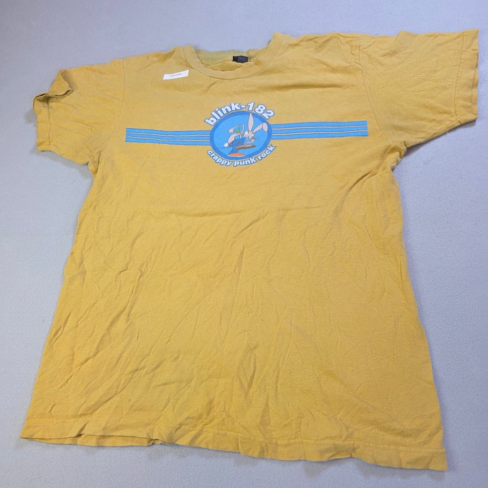 Blink-182 Crappy Punk Rock Bunny T-Shirt Mustard Yellow Distressed Tultex Medium